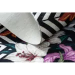 ANDRE 2300 covor lavabil flori, cikcakk antiderapant - negru /alb 160x220 cm