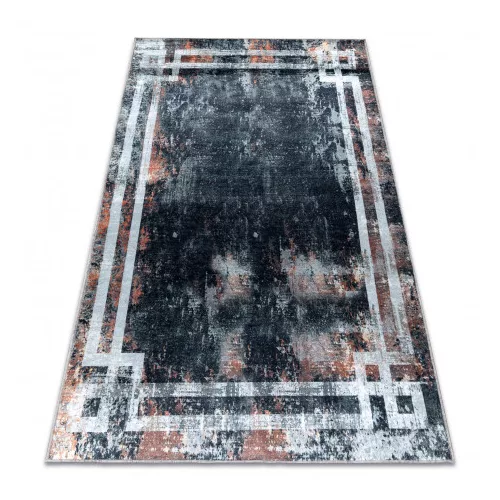 Kab. Covor lavabil ANDRE 3030 Frame vintage antiderapant - negru / ruginiu 80x150 cm