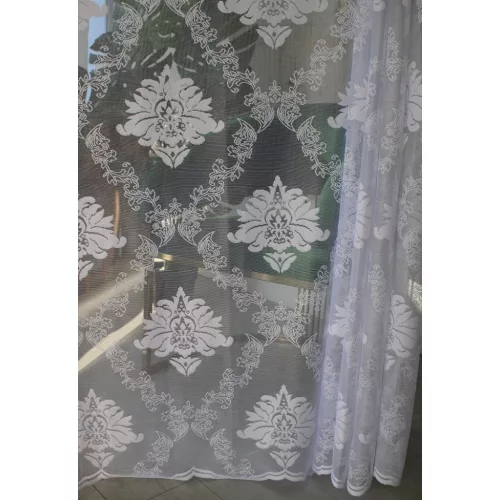  TRD. Perdea gata confecționată Amelia albă 21 model baroc 200x160cm