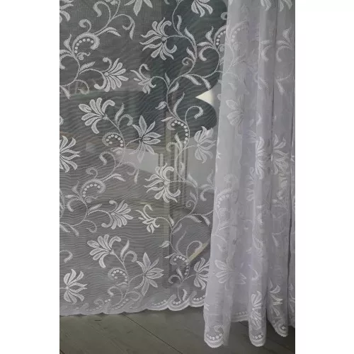  TRD. Perdea gata confecționată Amelia model floral cu crini albi 200x160cm