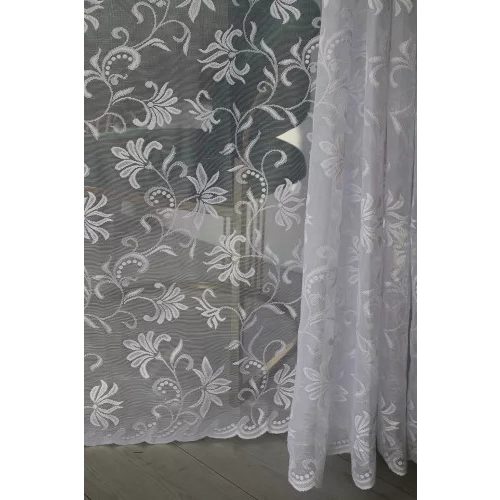  Perdea gata făcută Amelia model floral cu crini albi 200x180cm