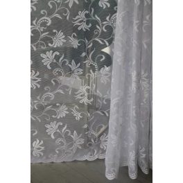   TRD. Perdea gata confecționată Amelia model floral cu crini albi 300x250cm