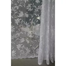    TRD. Perdea gata confecționată Amelia model floral cu crini albi 500x250cm
