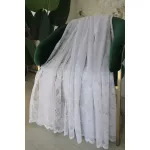  TRD. Perdea gata confecționată Amelia albă cu model de frunze 300x180cm