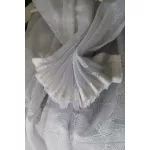  TRD. Perdea gata confecționată Amelia albă cu model de frunze 300x180cm