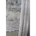  TRD. Perdea gata confecționată Amelia albă cu model de frunze 300x250cm