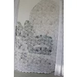 TRD. Perdea gata confecționată Amelia albă cu model de frunze 300x250cm