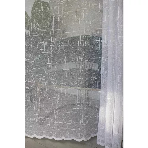  TRD. Perdea gata confecționată Amelia albă cu model bețișoare 200x160cm