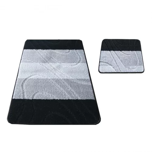  Set baie 2 piese Montana 05 negru (50 cm x 80 cm și 40 cm x 50 cm) covor