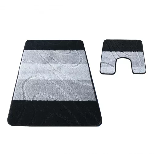 Set baie 2 piese Dy. Montana 05 covor negru (50 cm x 80 cm și 40 cm x 50 cm)