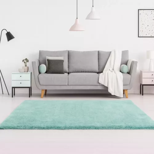  TRD. Covor luxos pufos cu model de iepuraș, 200x290cm, verde