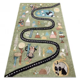    Covor FUN Route pentru copii, stradal, animale verde 240x330 cm
