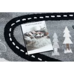 covor FUN Route pentru copii cu străzi,animale,  Gri 200x290 cm