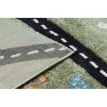 covor FUN Route pentru copii cu străzi,animale, verde 200x290 cm
