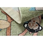 covor FUN Route pentru copii cu străzi,animale, verde 200x290 cm