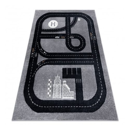 covor FUN Track pentru copii cu străzi, Gri 200x290 cm