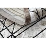 COZY covor modernTico, Geometric - Structural două straturi lână maro80x150 cm