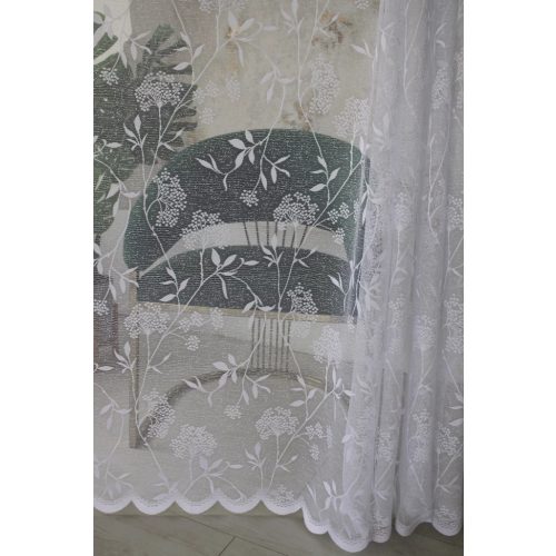  Perdea gata făcută Emily White cu model de floare Snowy 200x180cm