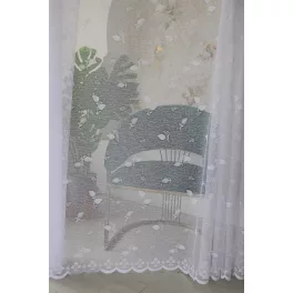    TRD. Perdea gata confecționată Emily model frunze albe 200x160cm