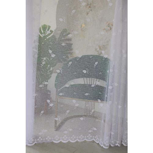  Perdea Emily albă cu model de frunze 200x180cm