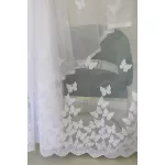  TRD. Perdea gata confecționată cu model de fluturi Scarlett alb 300x250cm