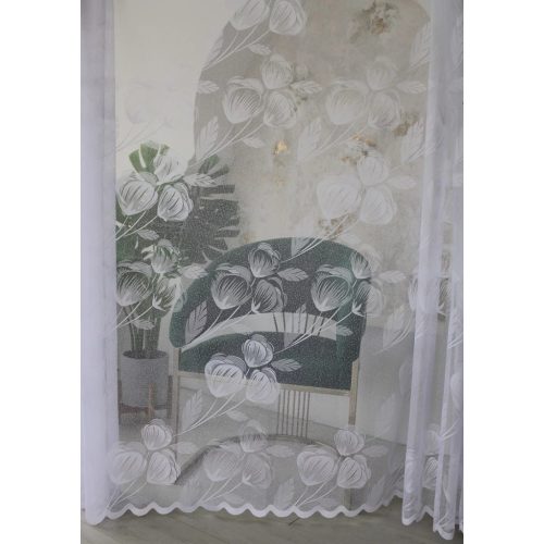  Perdea Emily albă cu model de mac 200x160cm
