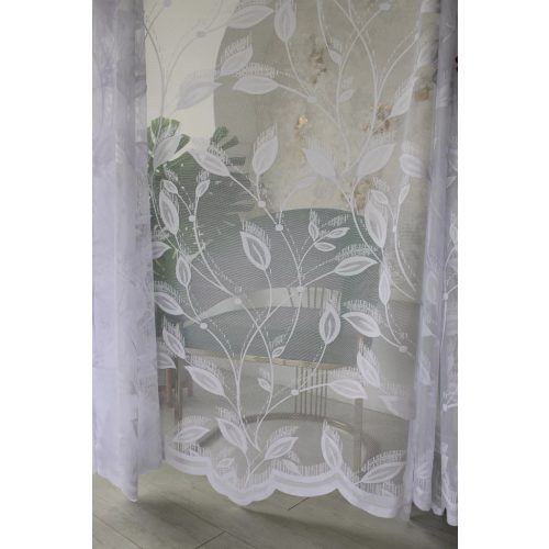  Perdea Emily albă cu model de flori cu petale mari 400x180cm