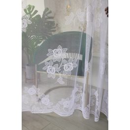  TRD. Perdea gata confecționată Emily model Trandafiri de primăvară albi 300x160cm