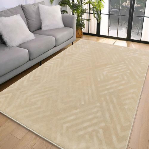  Covor Den. Deluxe romb bej moale 80x150cm - spate cauciucat
