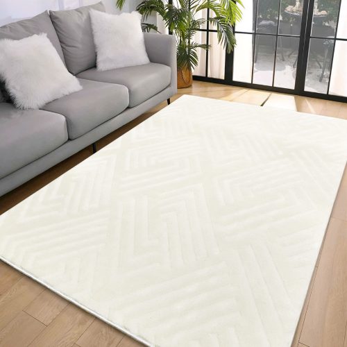  Covor moale crem cu romburi de lux Den. 80x150cm - spate cauciucat