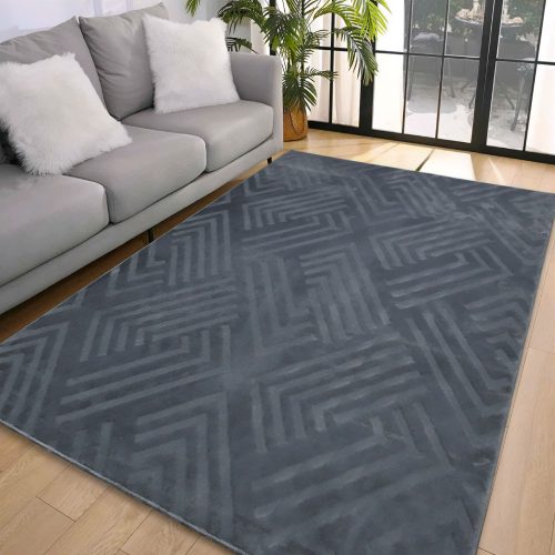  Covor Den. Deluxe rhombus antracit moale 160x230cm - spate cauciucat