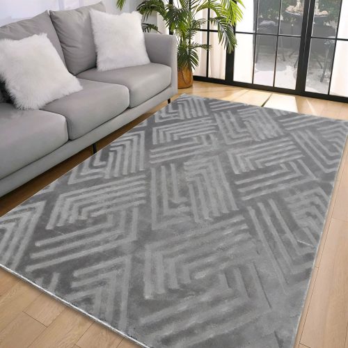  Covor Den. Deluxe romb gri moale 80x150cm - spate cauciucat