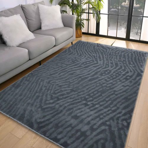  Covor moale antracit cu design Deluxe Den. 80x150cm - spate cauciucat