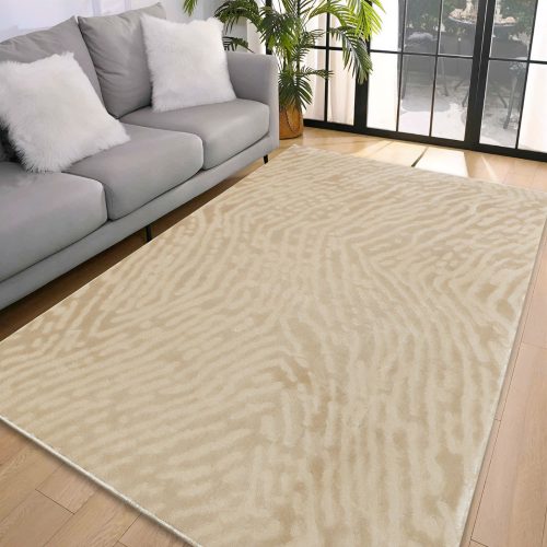  Covor moale bej, design de lux, 80x150cm, cu spate cauciucat, Den.