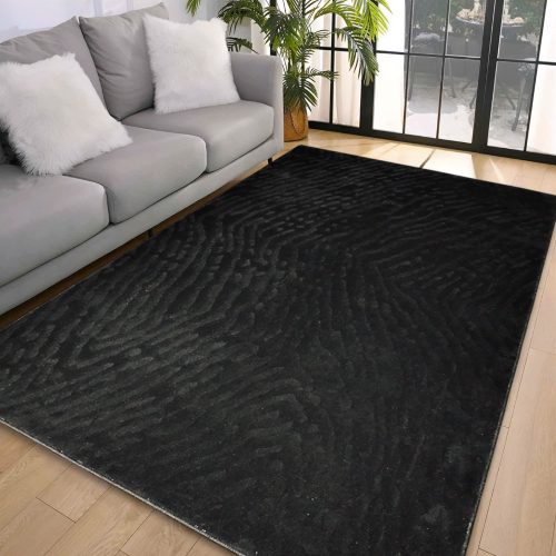  Covor moale negru, design Deluxe, 160x230cm - spate cauciucat